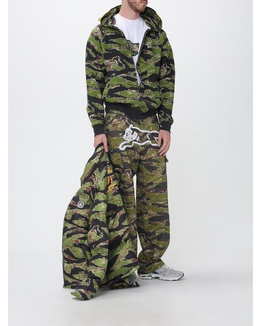 ICECREAM Green Camouflage Cotton Cargo Trousers for men