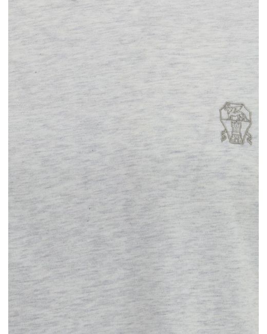 Brunello Cucinelli Gray Cotton T-Shirt With Logo for men