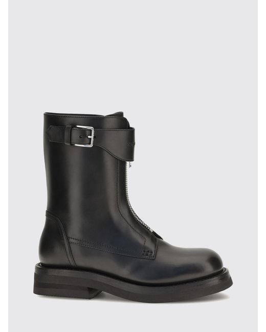 McQueen Black Calfskin Biker Boots With Zip And Strap