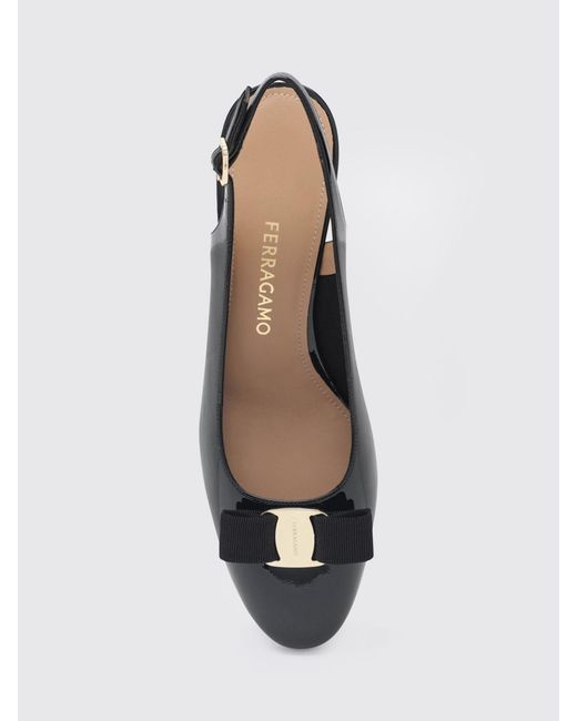 Ferragamo Black Vara Patent Leather Slingback Pumps