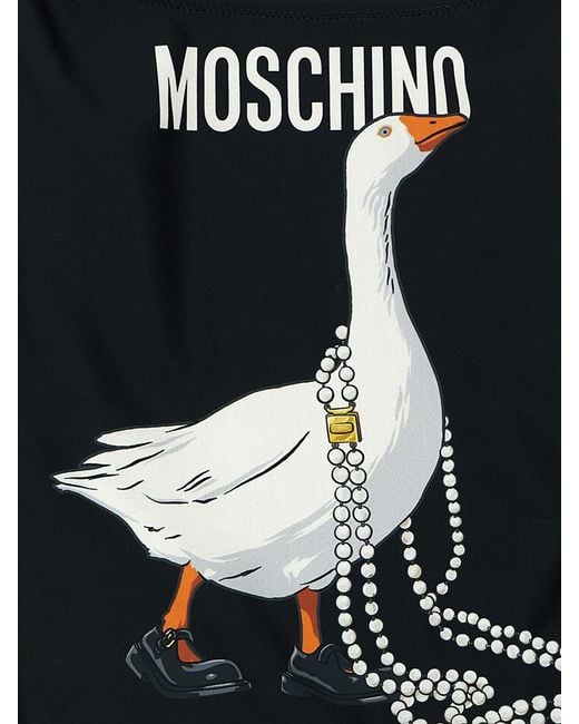 Moschino Couture Black Printed One-Piece Swimsuit