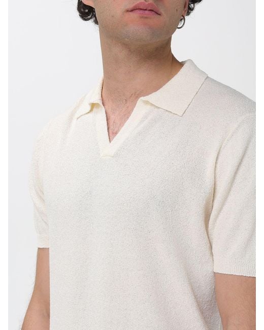 Drumohr White Cotton Blend Knit Polo for men