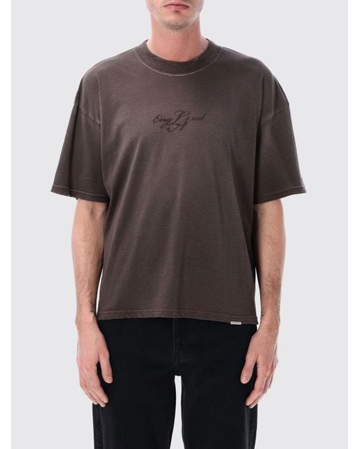 Represent Gray Cotton T-Shirt With Logo for men