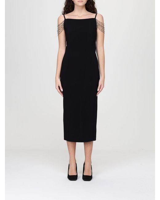 Pinko Black Bergamotto Midi Crepe Dress