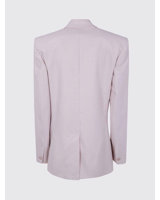 Frankie Shop Gray Cropped Double-Breasted Wool-Blend Blazer With Peak Lapels