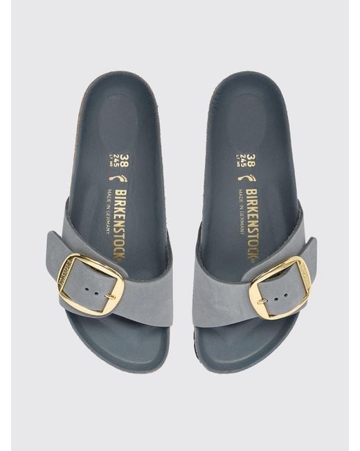 Birkenstock White Madrid Big Buckle Nubuck Sandals