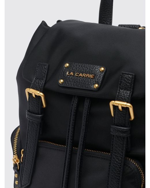 La Carrie Black Dark Wave Nylon Backpack With Flap And Buckle Closure