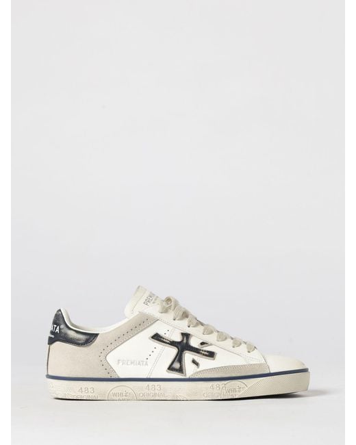 Premiata White Steven Suede Sneakers