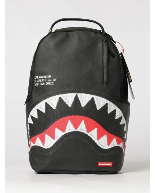 Sprayground Black Pvc Backpack With Shark Logo Print And Laptop Pocket for men
