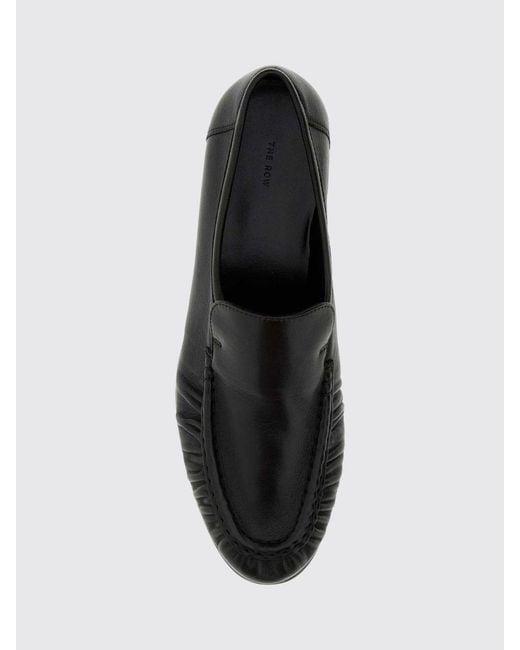The Row White Two Ruched Smooth Calfskin Loafers With Round Toe