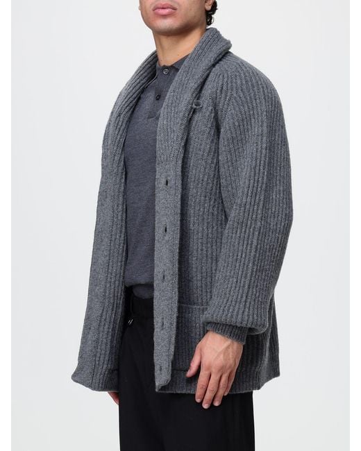 Filson Gray Button-Up Shawl Collar Wool Cardigan With Dropped Shoulders for men
