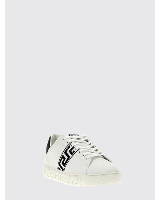 Versace White Greca Leather Sneakers for men