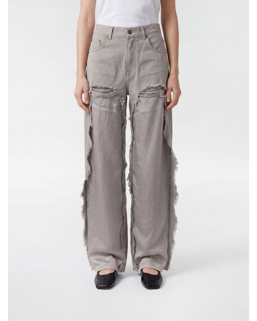 Haikure Gray Distressed Denim Palazzo Jeans