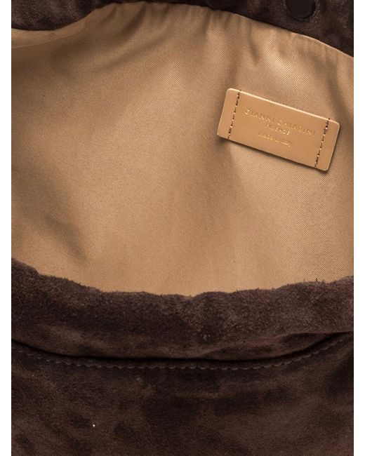 Gianni Chiarini Brown Morgana Suede Shoulder Bag With Drawstring Closure