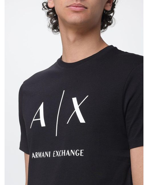 ARMANI EXCHANGE Black Cotton T-Shirt With Logo for men