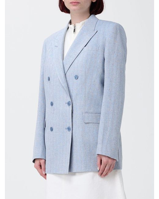 Tagliatore Blue Double Breasted Cotton Blend Blazer