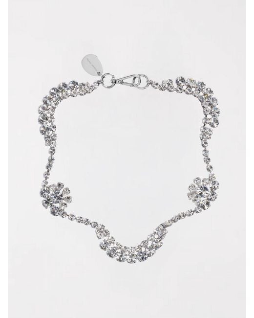 Simone Rocha Metallic Scalloped Sepal Rhinestone Metal Necklace