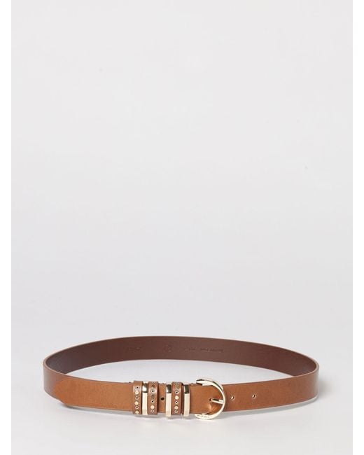 Pinko White Leather Belt With Mini Studs