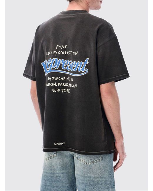 Represent Black Cotton Crew-Neck T-Shirt With Logo for men