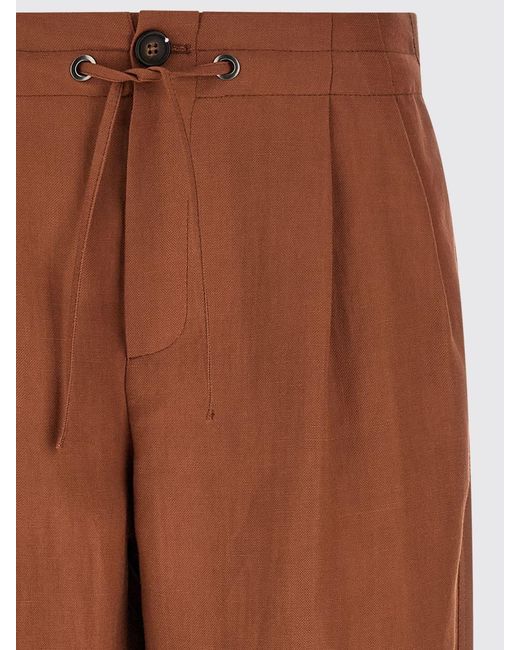 Brunello Cucinelli Brown Viscose And Linen Trousers