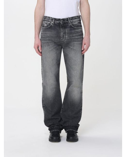 Versace Gray Cotton Denim Straight Jeans for men