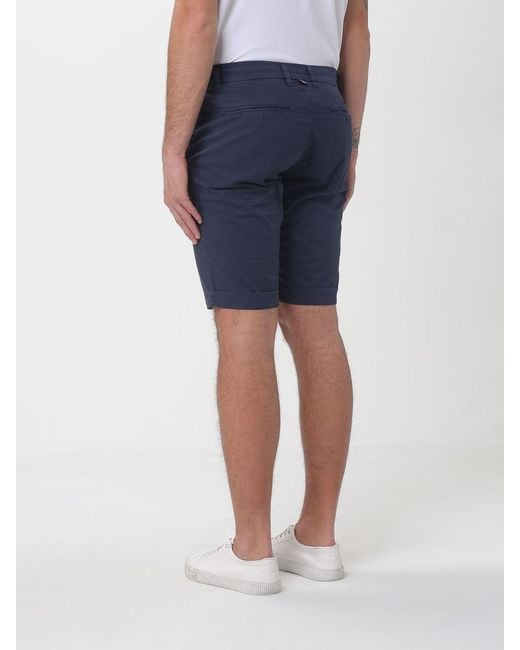 Mason's Blue Slim Fit Stretch Cotton Shorts for men