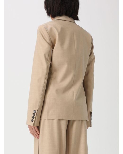 Liviana Conti Natural Farrell Double Breasted Virgin Wool Blazer