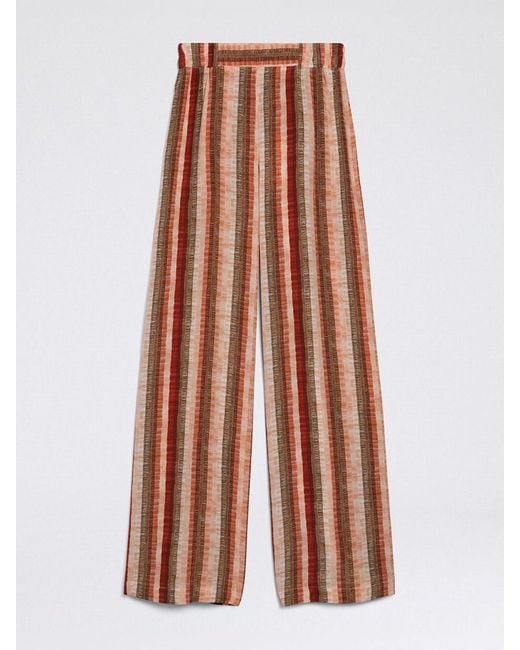 Momoní Orange MomonÌ Striped Silk Palazzo Trousers