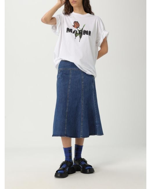 Marni White Graphic Print Tee