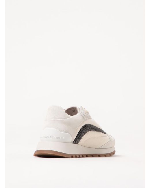 Brunello Cucinelli Natural Sneakers Monili Mit Veloursleder