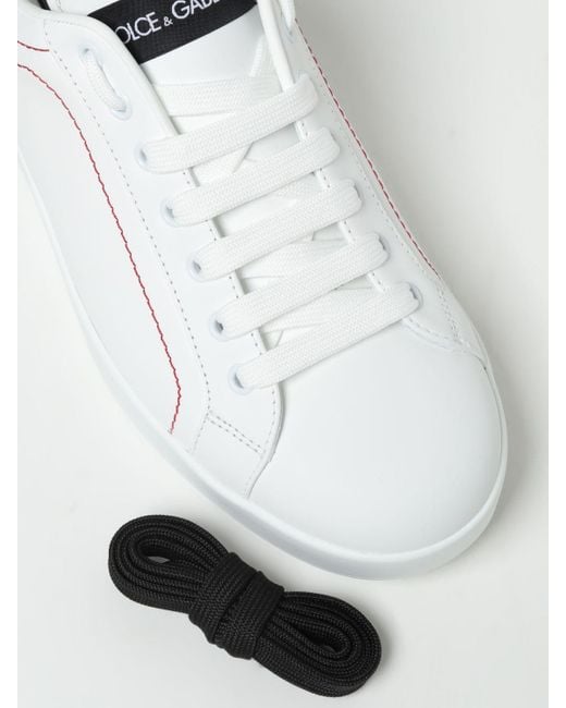 Sneakers in pelle con logo di Dolce & Gabbana in White da Uomo