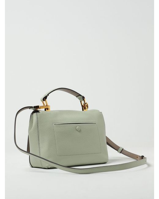 Coccinelle Green Liya Bag In Grained Leather With Shoulder Strap