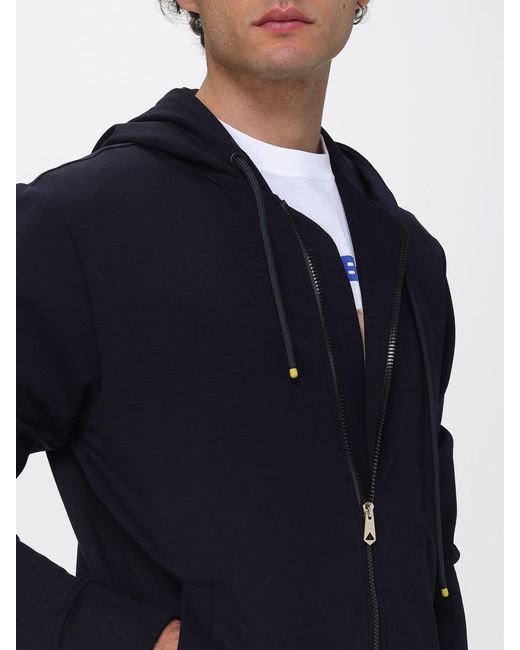 Paul Smith Blue Cotton Zip-Up Hoodie With Dropped Shoulders for men