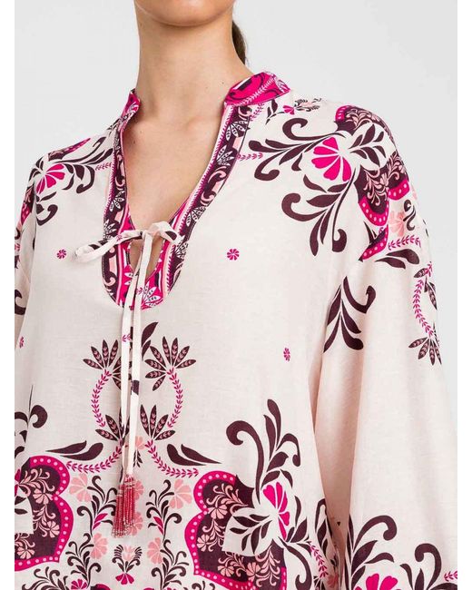 Twinset Pink Liberty Cotton Kaftan