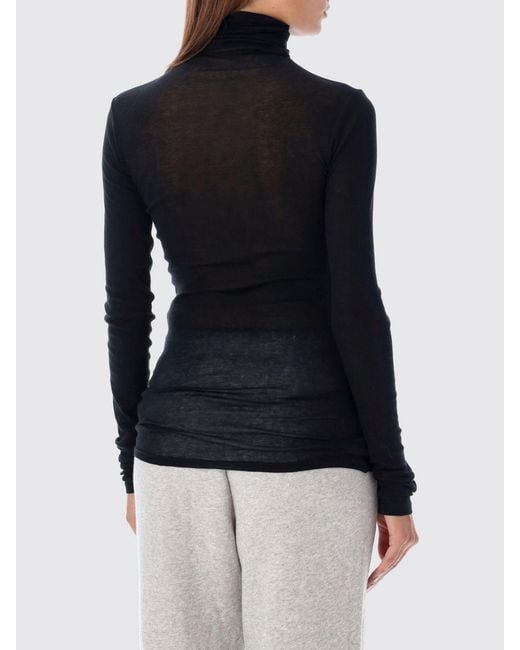 American Vintage Blue Slim Fit Sheer Cotton Turtleneck Jumper