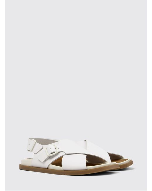 Camper White Lluc Leather Sandal