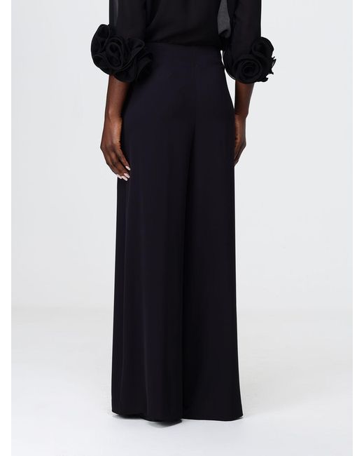 Hanita Black Crepe Wide-Leg Trousers