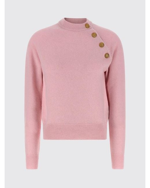 Balmain Pink Cashmere Pullover With Buttons