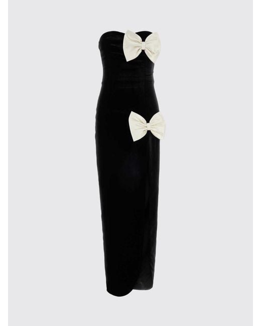 Alessandra Rich Black Viscose And Silk Dress With Bows