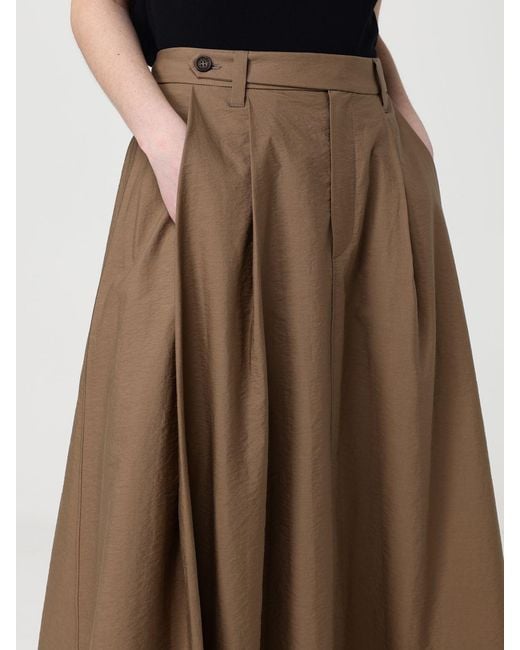 Brunello Cucinelli Brown Poplin Midi Skirt With Monili