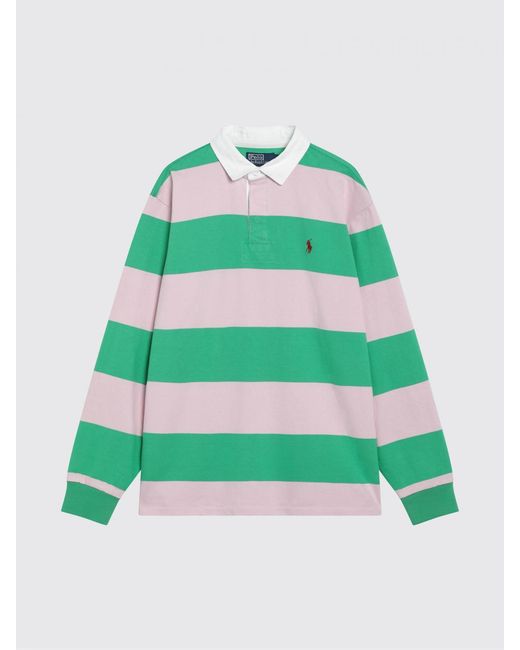 Polo Ralph Lauren Green Striped Cotton Casual Polo Shirt for men