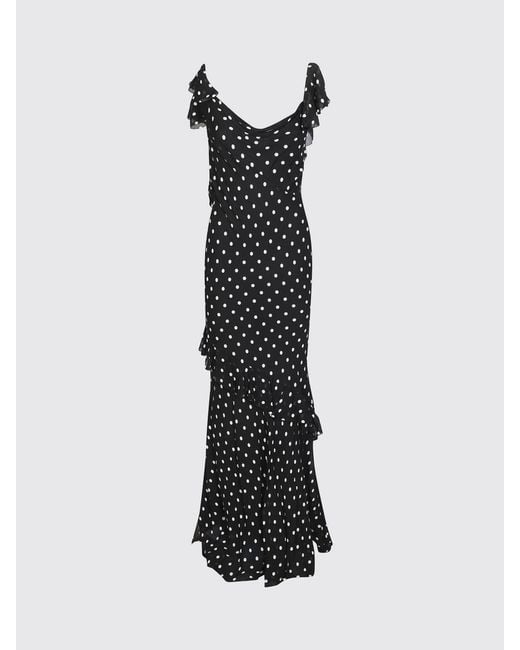 Self-Portrait Black Polka Dot Crepe Long Dress