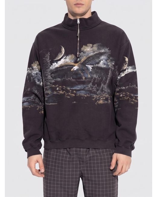 Roa Blue Printed Cotton Sweatshirt for men