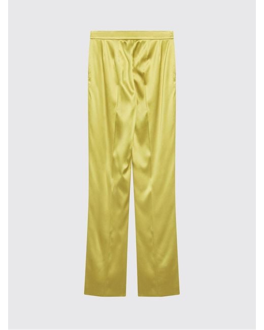 Valentino Yellow Stretch Silk Tailored Trousers