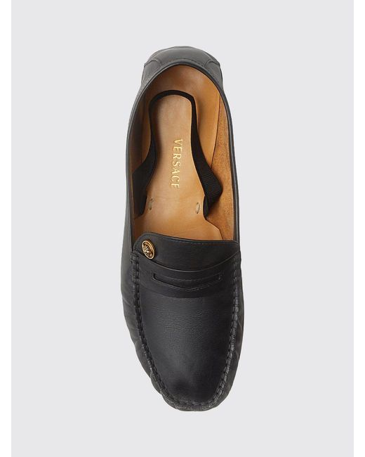 Versace White Grain Leather Penny Loafers With Medusa Plaque for men