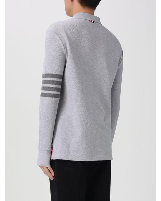 Thom Browne Gray 4-Bar Cotton Polo for men