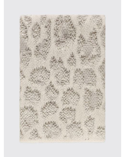 Avant Toi Natural Abstract Jacquard Cashmere And Wool Blend Scarf