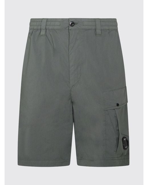 C P Company Green Stretch Cotton Blend Cargo Shorts for men