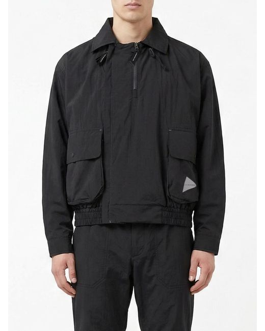 And Wander Black Nylon Jacket With Hood for men