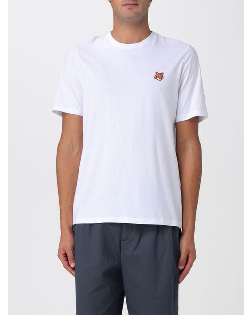 Maison Kitsuné White Maison KitsunÉ Cotton T-Shirt With Logo for men